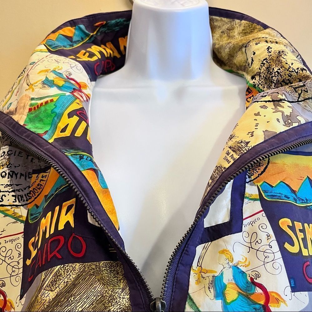 Vintage East West 100% Silk Printed Jogger Set Jacket Drawstring Pants Size L - Picture 6 of 15
